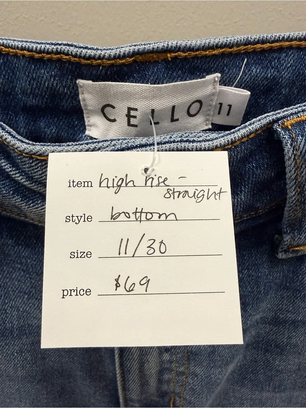 Cello Straight Leg High-Rise Women's Jeans with an Ankle Slit